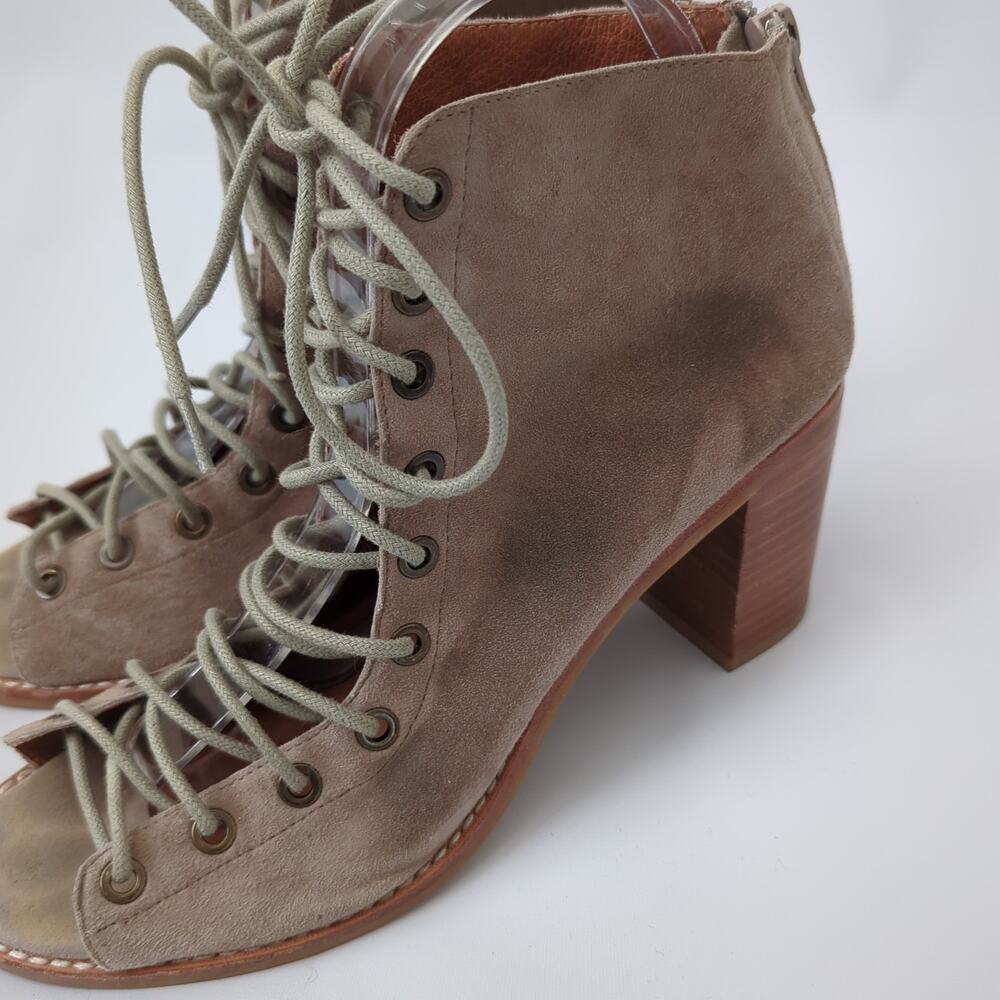 Jeffrey Campbell Cors Lace-Up Ankle Boot Womens Heels Brown‎ Suede 9 Booties - Picture 8 of 14
